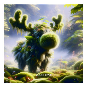 Póster Fantasy Cute Moss Moose Forest