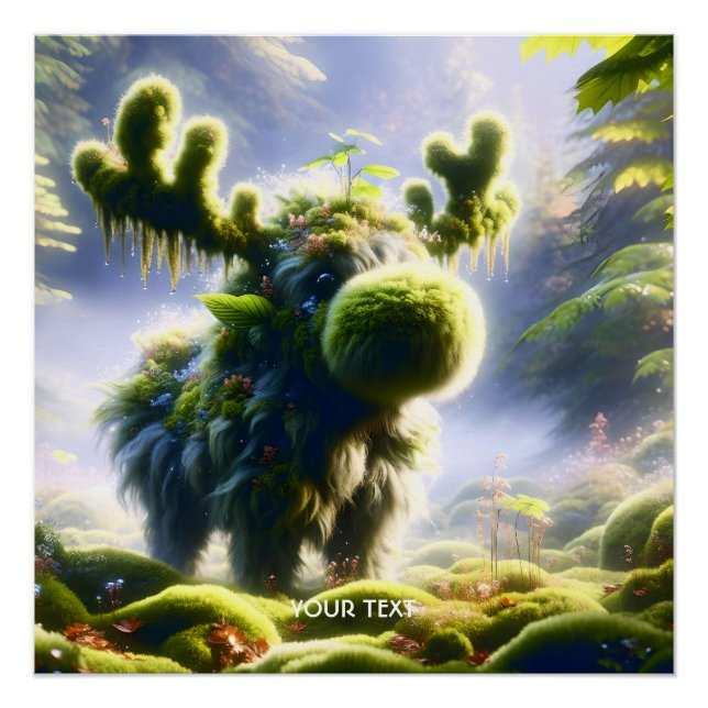 Póster Fantasy Cute Moss Moose Forest (Anverso)