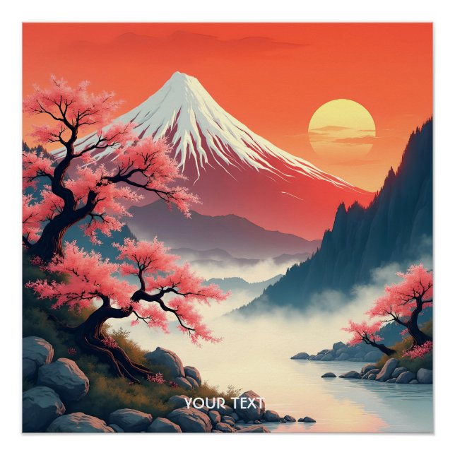 Póster Fantasy Cute Mountain Sun Sakura (Anverso)