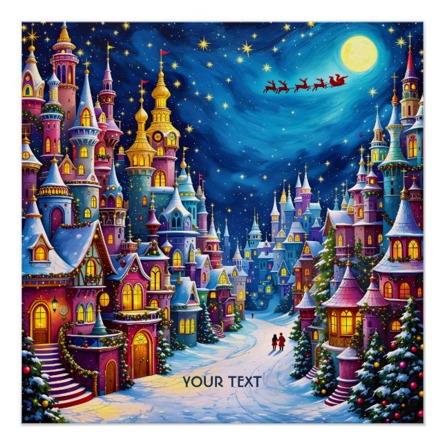 Póster Fantasy Cute Navidades Eve Town (Anverso)