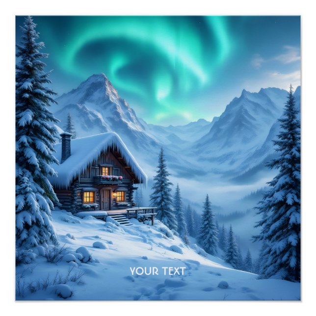 Póster Fantasy Cute North Winter Cabin (Anverso)