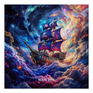 Póster Fantasy Cute Nubes Espacio para Buques