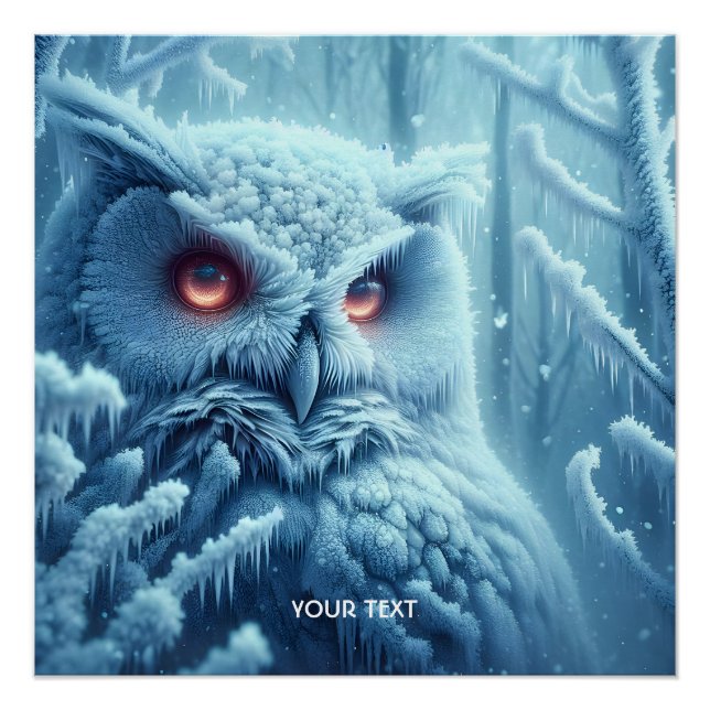 Póster Fantasy Cute Owl Snow Winter (Anverso)