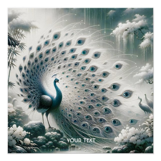 Póster Fantasy Cute Peacock Rain Tree (Anverso)
