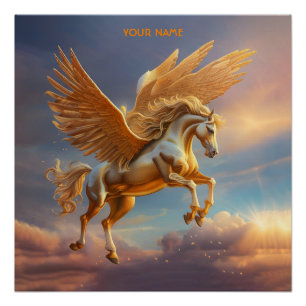 Póster Fantasy Cute Pegasus Dusk Sky