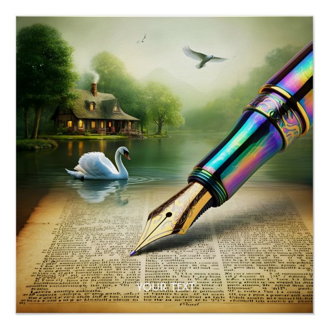 Póster Fantasy Cute Pen Lake Swan (Anverso)