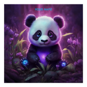 Póster Fantasy Cute Purple Baby Panda