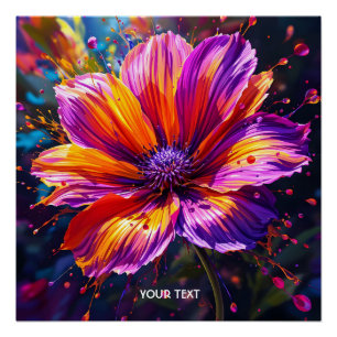 Póster Fantasy Cute Purple Naranja Flor