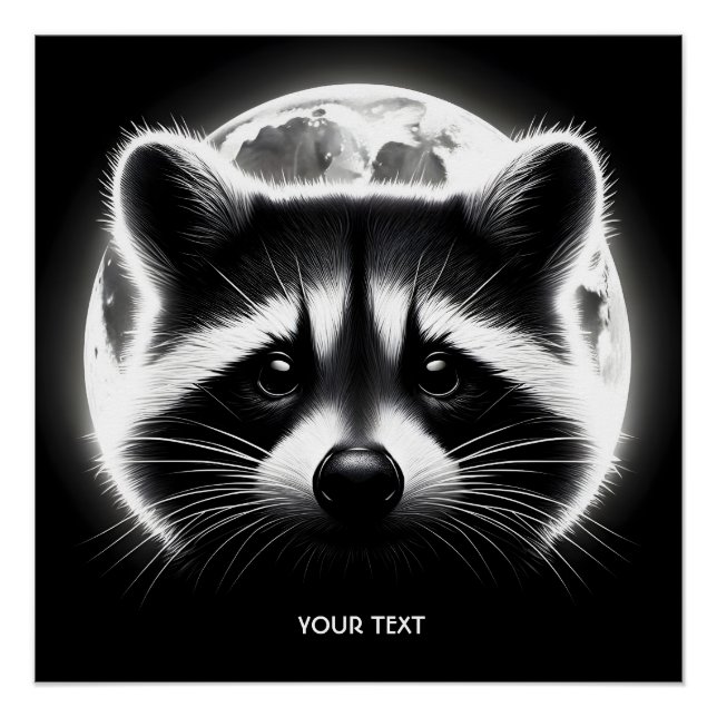 Póster Fantasy Cute Racoon Face Moon (Anverso)
