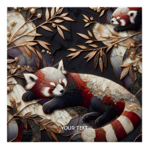 Póster Fantasy Cute Red Panda Art