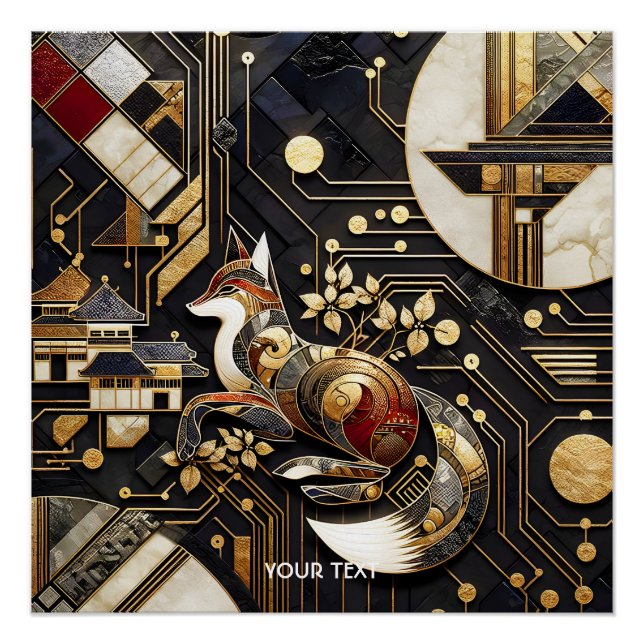 Póster Fantasy Cute Resumen Arte Fox (Anverso)