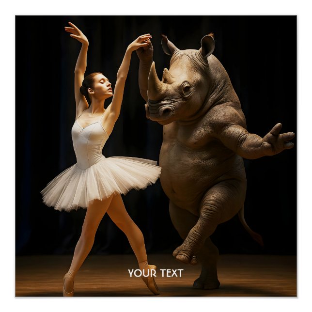 Póster Fantasy Cute Rhino Dancer Ballerina (Anverso)
