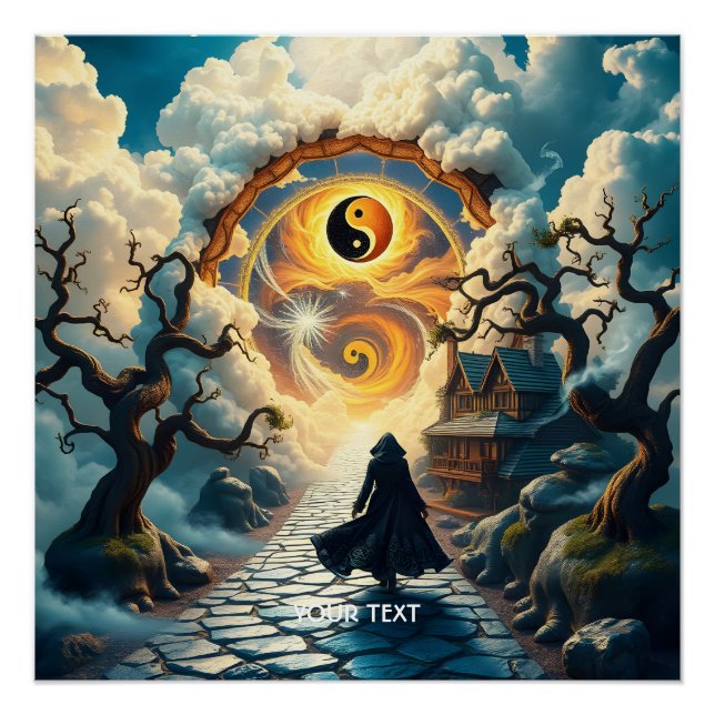 Póster Fantasy Cute Road Trees Man (Anverso)