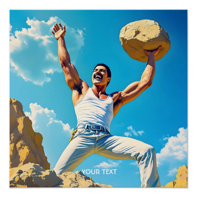 Póster Fantasy Cute Rock Mountains Nubes (Anverso)