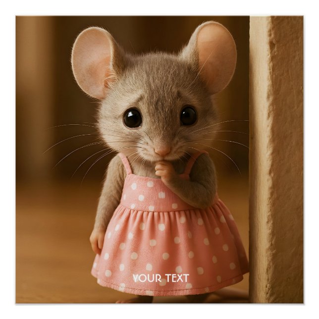 Póster Fantasy Cute Sad Little Mouse  (Anverso)