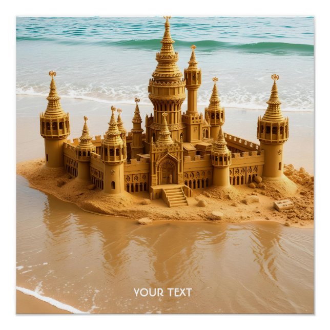 Póster Fantasy Cute Sand Castle Beach (Anverso)