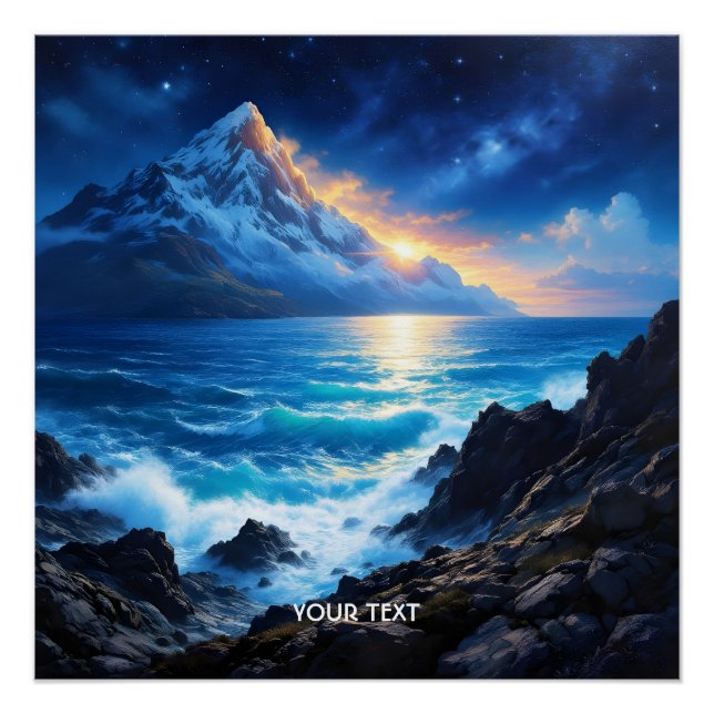 Póster Fantasy Cute Sea Rocks Sunset (Anverso)