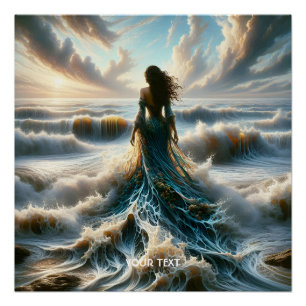 Póster Fantasy Cute Sea Wave Chica