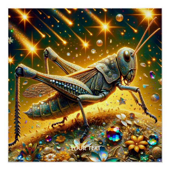 Póster Fantasy Cute Sequin Grasshopper Stars (Anverso)