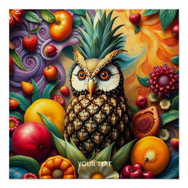 Póster Fantasy Cute Serene Pineapple Owl (Anverso)