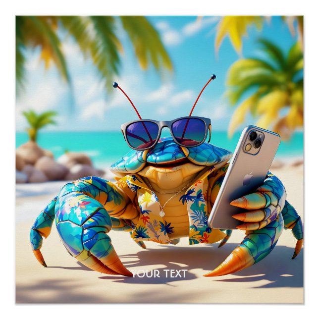 Póster Fantasy Cute Shell Crab Beach (Anverso)