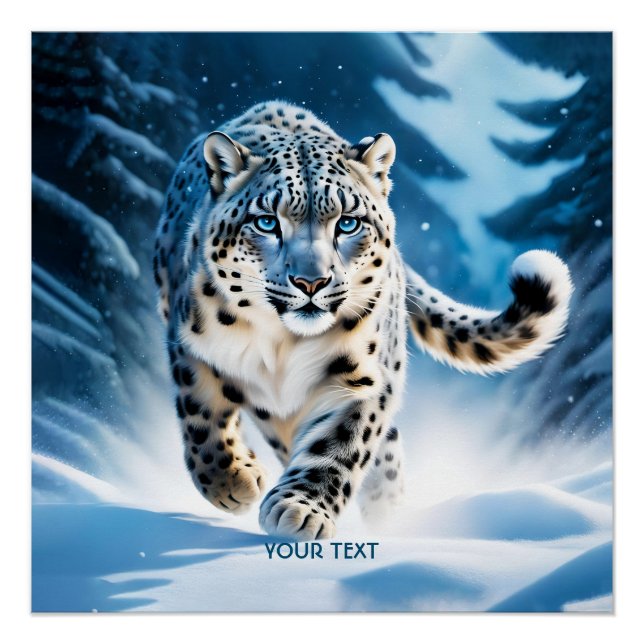 Póster Fantasy Cute Snow Leopardo (Anverso)