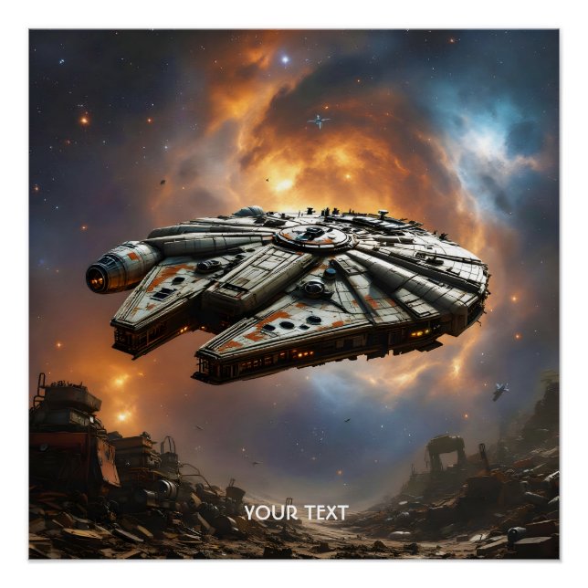 Póster Fantasy Cute Spaceship Space Planet (Anverso)