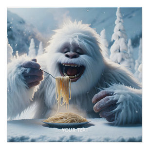 Póster Fantasy Cute Spaghetti Yeti Snow