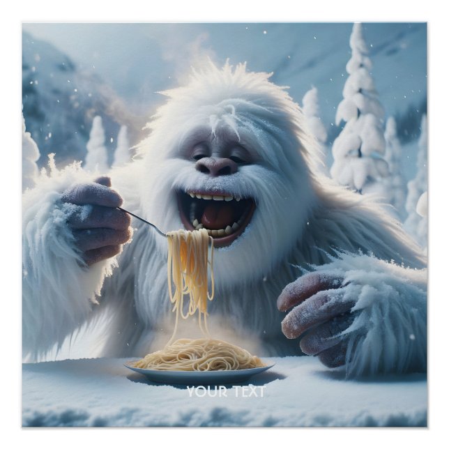 Póster Fantasy Cute Spaghetti Yeti Snow (Anverso)