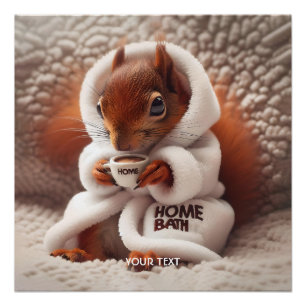 Póster Fantasy Cute Squirrel Café Cup