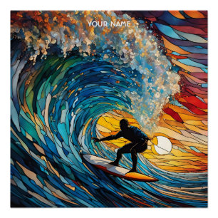 Póster Fantasy Cute Stained Glass Surfer