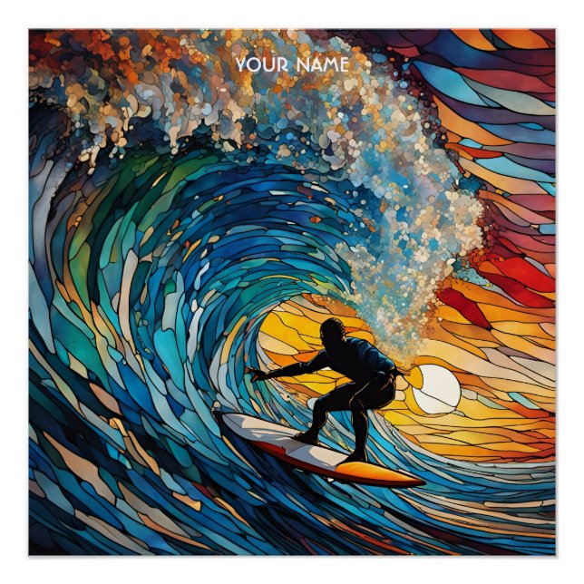 Póster Fantasy Cute Stained Glass Surfer (Anverso)
