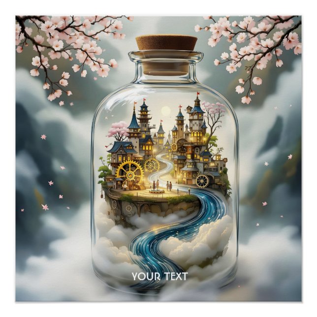 Póster Fantasy Cute Steampunk Botella (Anverso)