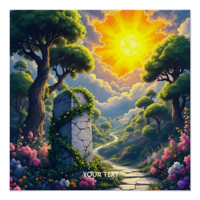 Póster Fantasy Cute Sun Nubes Forest (Anverso)