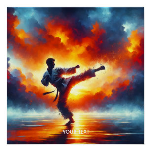 Póster Fantasy Cute Sunset Karate Fighter