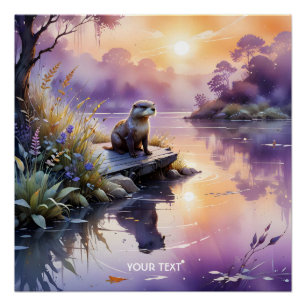 Póster Fantasy Cute Sunset Purple Lake