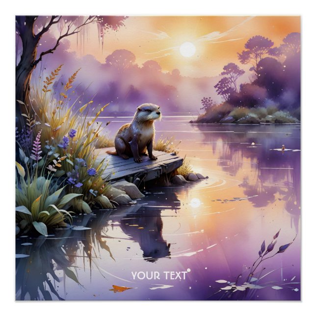 Póster Fantasy Cute Sunset Purple Lake (Anverso)