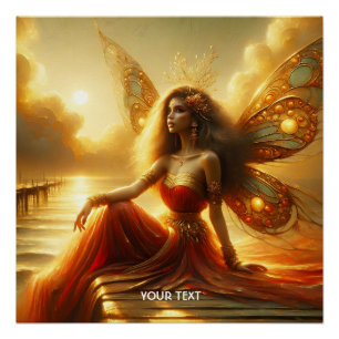 Póster Fantasy Cute Sunset Red Dress