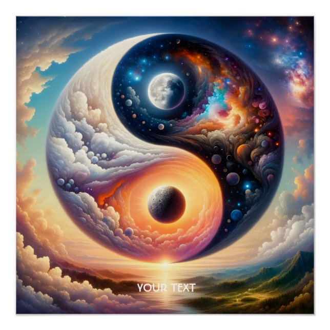 Póster Fantasy Cute Surreal Yin Yang (Anverso)