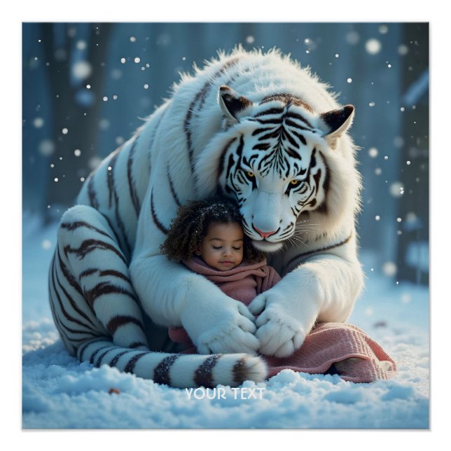 Póster Fantasy Cute Tiger Chica Winter (Anverso)