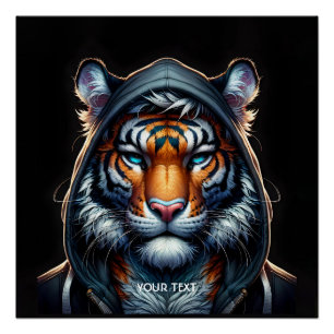 Póster Fantasy Cute Tiger Hood Eyes