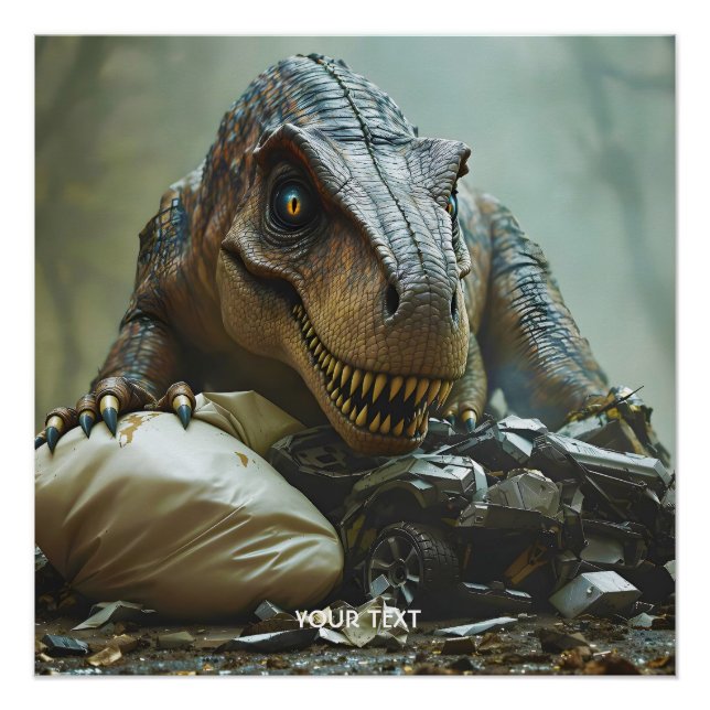 Póster Fantasy Cute Trex Wreck Car (Anverso)