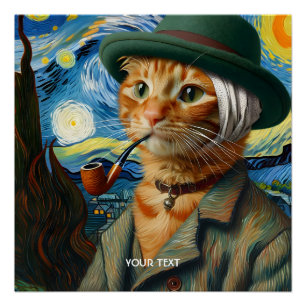Póster Fantasy Cute Van Gogh Gorra