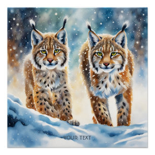 Póster Fantasy Cute Vivid Baby Lynx Snow