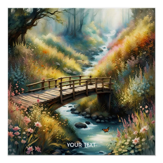 Póster Fantasy Cute Vivid Bridge Morning River (Anverso)