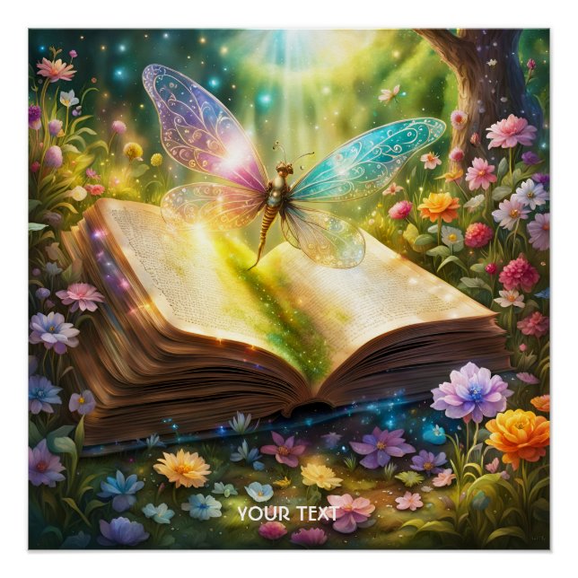 Póster Fantasy Cute Vivid Butterfly Book Forest (Anverso)