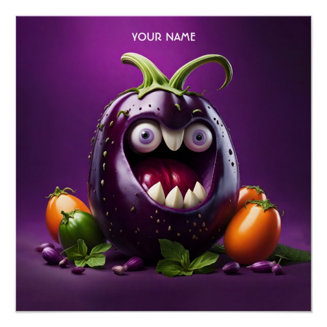 Póster Fantasy Cute Vivid Eggplant Creatividad divertida (Anverso)