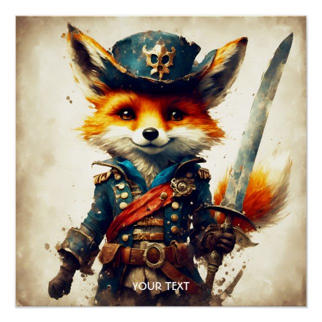 Póster Fantasy Cute Vivid Fox Pirate Personalizado (Anverso)