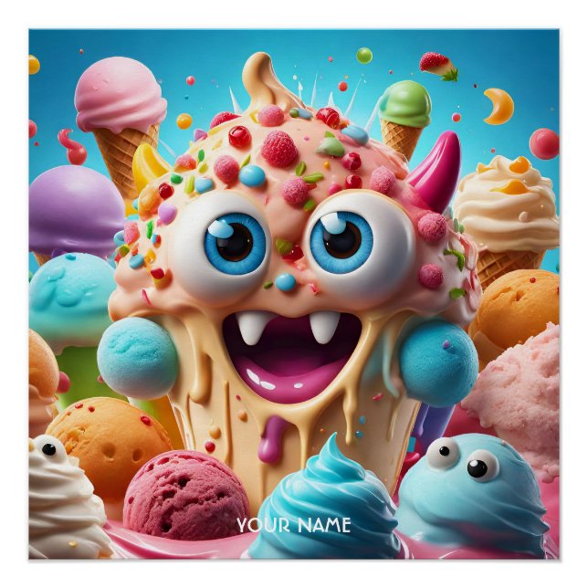 Póster Fantasy Cute Vivid Ice Cream Curiosa Crema (Anverso)