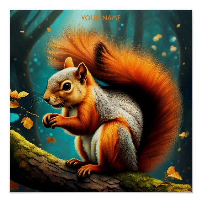 Póster Fantasy Cute Vivid Majestic ardilla Roja (Anverso)